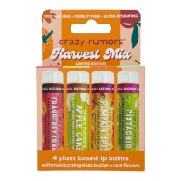 Crazy Rumors Natural Vegan Lip Balm HARVEST MIX 4-Pack Gift Box - 10% OFF!