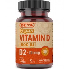 Deva Nutrition Vegan Vitamin D2 (800 IU) BEST BY AUG 31, 2023 - 50% OFF!