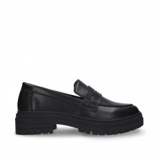 NAE Vegan Shoes Fiore Black Loafers Chunky Sole  (women's) - made with 'apple leather'