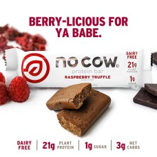 No Cow Protein Bar - Raspberry Truffle (21g protein, 1g sugar) BEST BY SEP. 28, 2022 - 25% OFF!