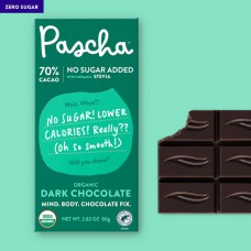 Pascha Organic Stevia-Sweetened Sugar-Free Dark Chocolate Bar (2.82 oz.) - 10% OFF!