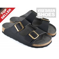 Vegetarian Shoes Black Two Strap Sandals (men's & women's) - 10% OFF!