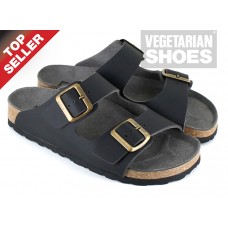 Vegetarian Shoes Black Two Strap Sandals (men's & women's)